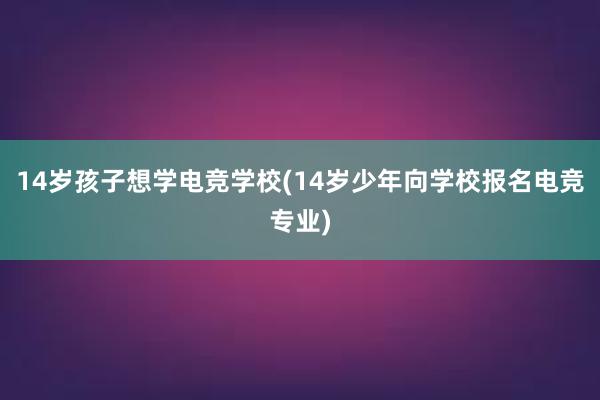 14岁孩子想学电竞学校(14岁少年向学校报名电竞专业)