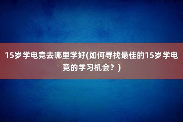 15岁学电竞去哪里学好(如何寻找最佳的15岁学电竞的学习机会？)