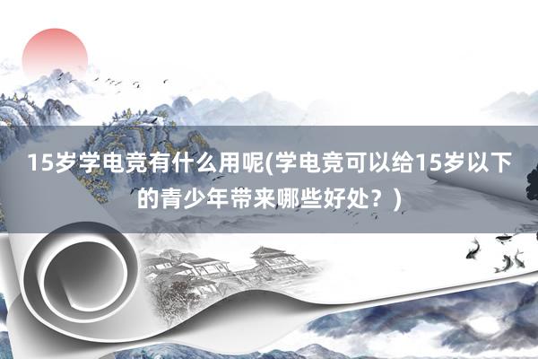 15岁学电竞有什么用呢(学电竞可以给15岁以下的青少年带来哪些好处？)