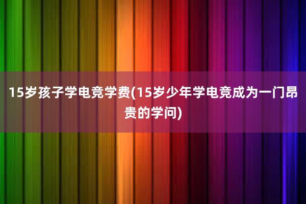 15岁孩子学电竞学费(15岁少年学电竞成为一门昂贵的学问)