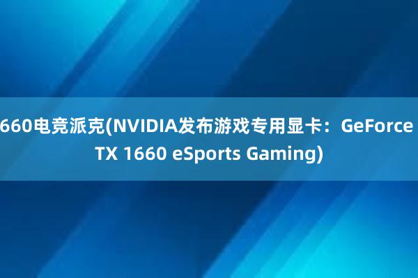 1660电竞派克(NVIDIA发布游戏专用显卡：GeForce GTX 1660 eSports Gaming)