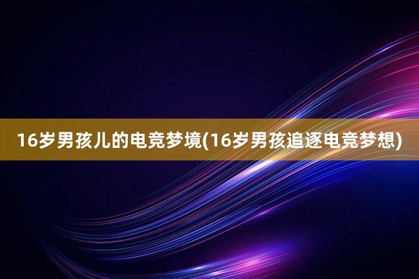 16岁男孩儿的电竞梦境(16岁男孩追逐电竞梦想)