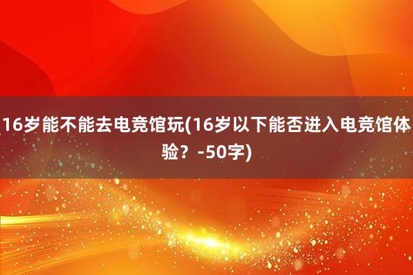 16岁能不能去电竞馆玩(16岁以下能否进入电竞馆体验？-50字)