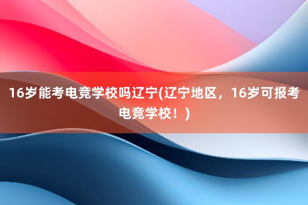 16岁能考电竞学校吗辽宁(辽宁地区，16岁可报考电竞学校！)