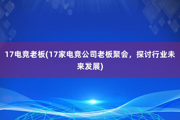 17电竞老板(17家电竞公司老板聚会，探讨行业未来发展)