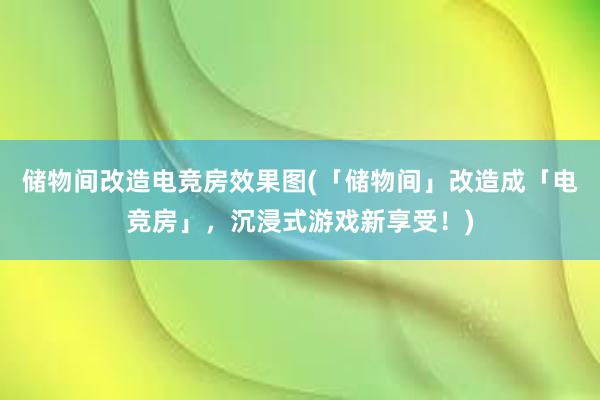 储物间改造电竞房效果图(「储物间」改造成「电竞房」，沉浸式游戏新享受！)