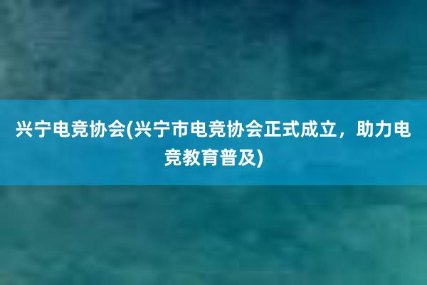 兴宁电竞协会(兴宁市电竞协会正式成立，助力电竞教育普及)