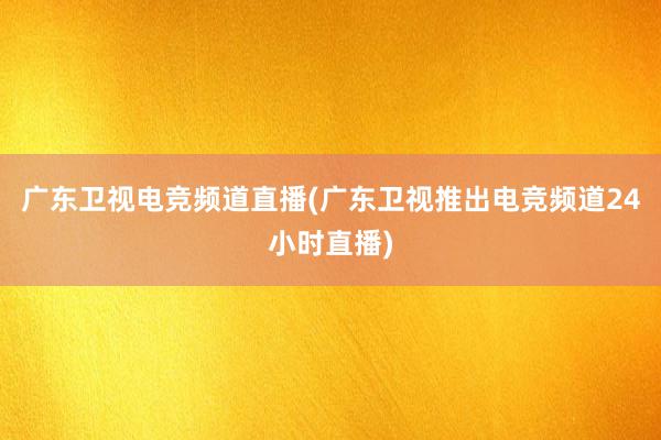 广东卫视电竞频道直播(广东卫视推出电竞频道24小时直播)