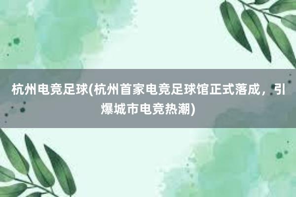 杭州电竞足球(杭州首家电竞足球馆正式落成，引爆城市电竞热潮)