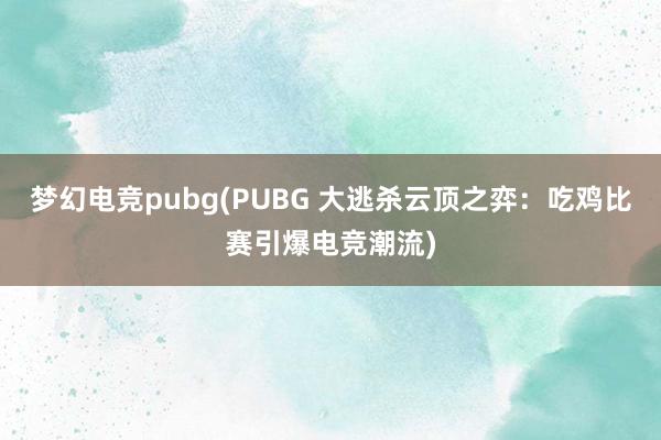 梦幻电竞pubg(PUBG 大逃杀云顶之弈：吃鸡比赛引爆电竞潮流)