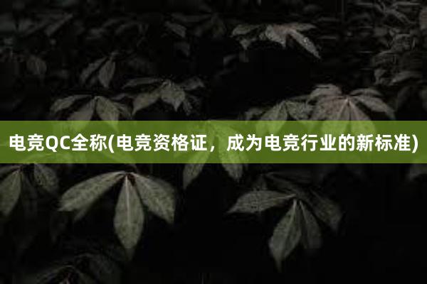 电竞QC全称(电竞资格证，成为电竞行业的新标准)