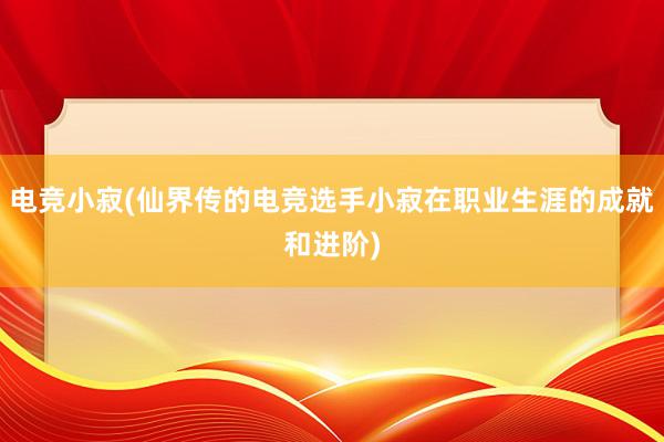 电竞小寂(仙界传的电竞选手小寂在职业生涯的成就和进阶)