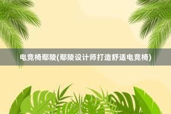 电竞椅鄢陵(鄢陵设计师打造舒适电竞椅)