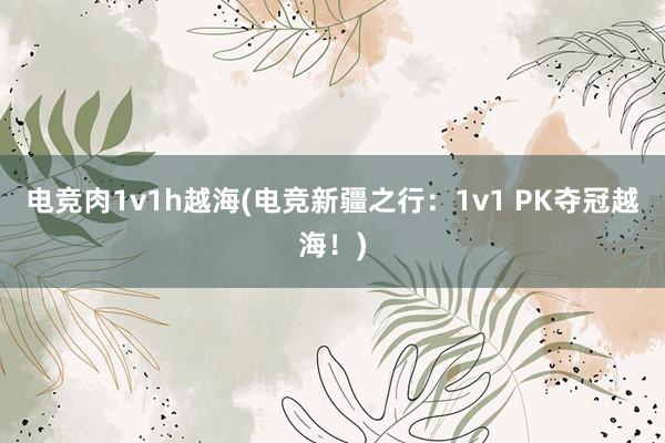 电竞肉1v1h越海(电竞新疆之行：1v1 PK夺冠越海！)