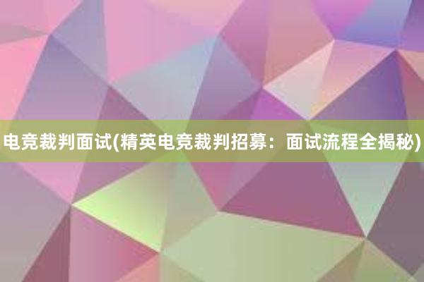 电竞裁判面试(精英电竞裁判招募：面试流程全揭秘)