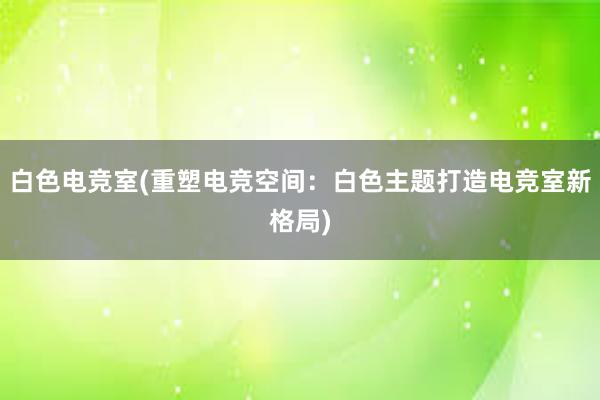 白色电竞室(重塑电竞空间：白色主题打造电竞室新格局)