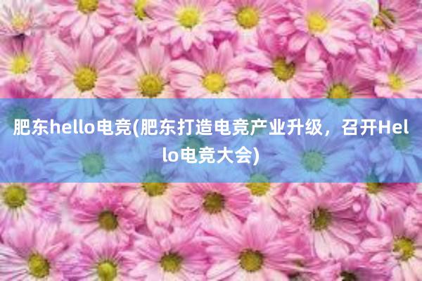 肥东hello电竞(肥东打造电竞产业升级，召开Hello电竞大会)