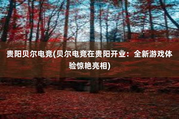 贵阳贝尔电竞(贝尔电竞在贵阳开业：全新游戏体验惊艳亮相)