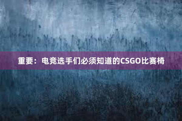 重要：电竞选手们必须知道的CSGO比赛椅