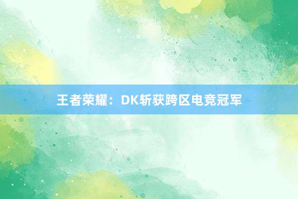 王者荣耀：DK斩获跨区电竞冠军