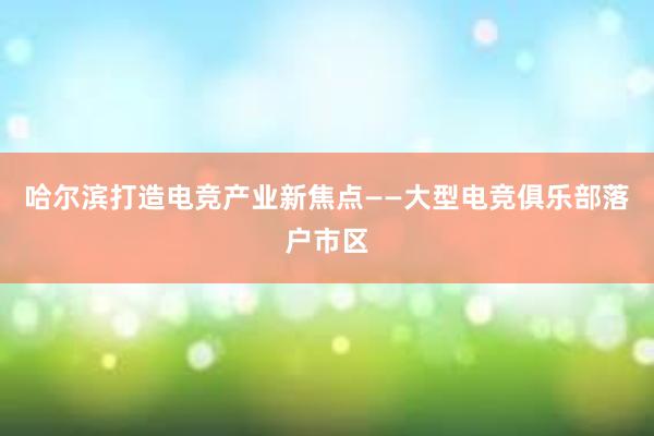 哈尔滨打造电竞产业新焦点——大型电竞俱乐部落户市区