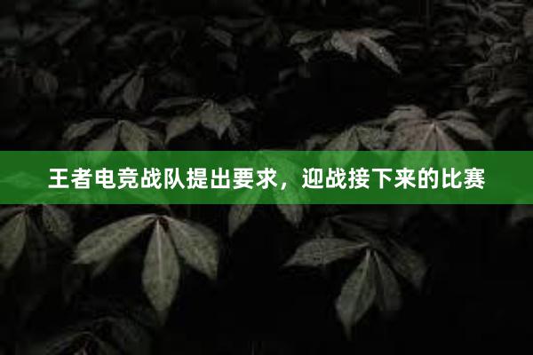 王者电竞战队提出要求，迎战接下来的比赛