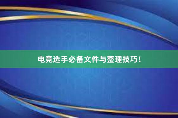 电竞选手必备文件与整理技巧！