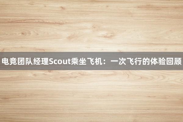 电竞团队经理Scout乘坐飞机：一次飞行的体验回顾