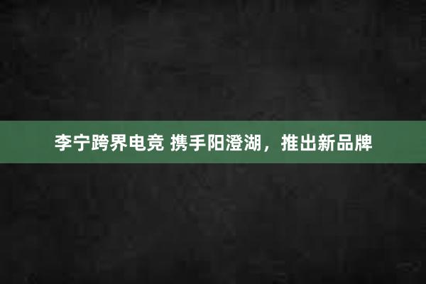 李宁跨界电竞 携手阳澄湖，推出新品牌